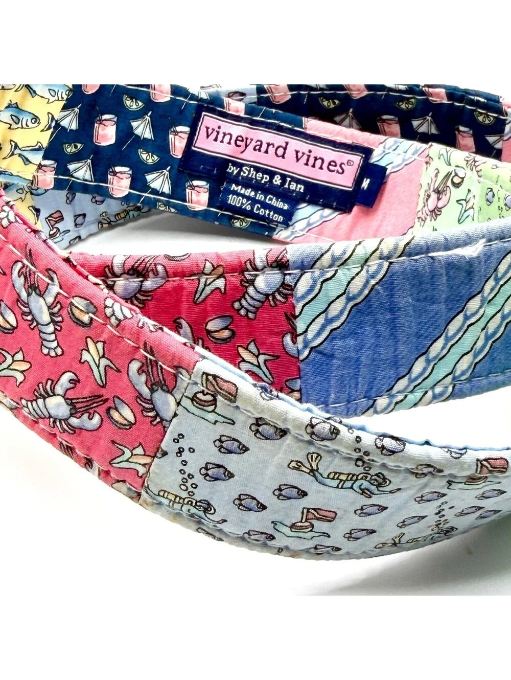 Vineyard Vines Pink Blue Cotton Patchwork D-Ring Belt